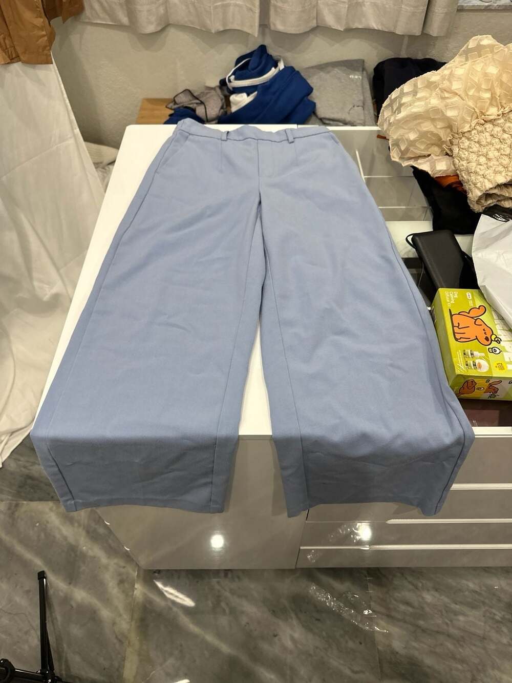 Haver + Blair Light Blue High-Waist Wide-Leg Trousers